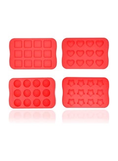 Buy Set of 4 Silicone Baking Molds, Chocolate Mold Set for Handmade Mousse Candy Muffins Brownies Dessert Cookies, 12 Cavity Round Square Heart Star Cupcake Pans for Baking in Saudi Arabia