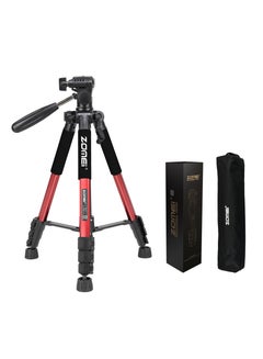 Buy Camera Tripod 55-inch Q111 with Phone Holder,Cell Phone Tripod Stand Protable Lightweight for Canon Nikon Sony DSLR Projector Webcam Spotting Scopes Gopro and Smartphones Live Red in Saudi Arabia