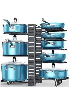 Buy Pots and Pans Organiser, 8 Tiers, Adjustable Racks for Cabinets, Kitchen Organisation, Storage and Pot Lids in UAE