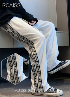 Buy Student Sweatpants Side Ribbon Knit Straight and Loose Fit Casual Pants in Saudi Arabia