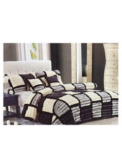 اشتري COMFY KING SIZE 6 PIECE CHECKERED FAUX FUR GREY & BLACK COMFORTER SET في الامارات