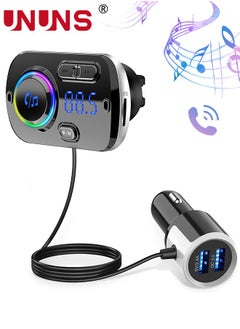 اشتري Bluetooth FM Transmitter For Car,Wireless Bluetooth 5.0 Car Adapter,QC 3.0 5V 2.4A Fast Car Charger,TF Card,Aux,LED Backlit,Easy Attached To Air Vent,For MP3 Player,Hand-Free Call في السعودية