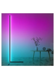 اشتري RGB Corner Floor Lamp, Color Changing Modern Lamps, 140CM Tall Standing Lamp with Remote Controller Metal Colorful Lamps for Living Room, Bed Room, Gaming Room, Black في الامارات