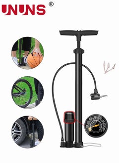 Buy Household Bike Pump with Gauge - Portable Bicycle Tire Pump - 160 PSI Bike Air Pump，Multi-function Air Pump for Basketball/Football/Motorcycles/Car in UAE