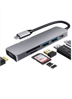 Buy 6 In 1 High Speed 4K Usb-C PD Card Reader Charging Play And Plug Type C HDTV Adapter Hub in UAE