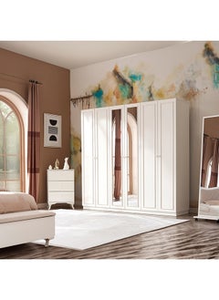 Buy Elizabeth 6-Door Wardrobe with 2 Mirrors 55x210x220 cm in Saudi Arabia