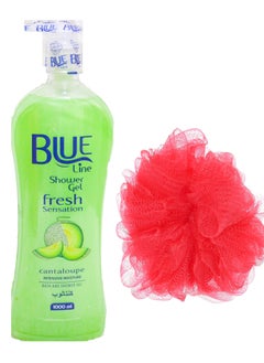 Buy Blue Line Shower Gel Fresh Sensation With Cantaloupe 1000Ml + Lofa Multi Color in Egypt