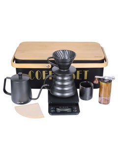 اشتري Green Lion G-70 Coffee Maker Set 600mL Metal Box with Wood Handle - Black في الامارات