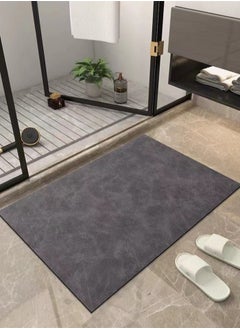 اشتري 1-Piece Bath Rug Water Absorbent Anti-Slip Kitchen Bedroom Mat Diatom Mud Grey 60x40 cm في الامارات