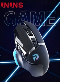 اشتري Wired Gaming Mouse,High Performance Ergonomic Optical Gamer Mice With Adjustable 8000 DPI,8 Programmable Buttons,6 RGB Backlit Modes,Rapid Fire Button,On-Board Memory, For PC Mac,Black في الامارات