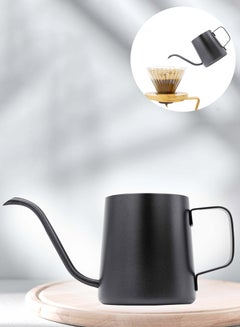 اشتري Long Narrow Spout Stainless Pour Coffee Pot Gooseneck Kettle Black 350ML Coffee Maker for Office Home Brewing Drip Coffee And Tea Pot Camping and Traveling في السعودية
