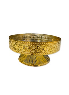 Buy Small decorative serving plate with mirror and gold base in Saudi Arabia