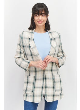 Buy Women Regular Fit Plaid Casual Blazer, Green/Beige in UAE