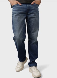 Buy Straight Fit Mid Wash Jeans in Saudi Arabia