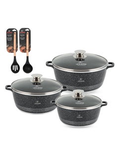 Buy Cookware Set 8 pieces - Pots set Induction Bottom, Granite Non Stick Coating 100% PFOA FREE, Die Cast Cooking Set include Casseroles And Kitchen Utensils in UAE