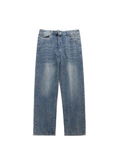 اشتري 2023 High-Quality Basic Denim Jeans Unisex Retro medium blue في السعودية