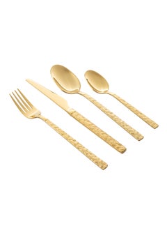 Buy Set of stainless steel spoons, forks and knives, 24 pieces, gold in Saudi Arabia