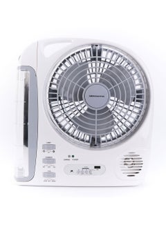 اشتري 8 Inch Rechargeable Fan with LED Lamp & Radio,Bluetooth  (solar power,Power bank available) في السعودية