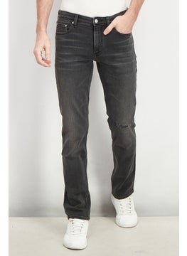 Buy Men Slim Fit Stretchable Denim Jeans, Washed Black in Saudi Arabia