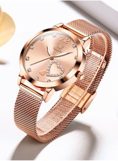 Buy OLEVS Womens Watch Gifts Set with Bracelet Rose Gold for Lady Female Minimalist Simple Slim Thin Casual Analog Quartz Wrist Watches Waterproof Two Tone in Saudi Arabia