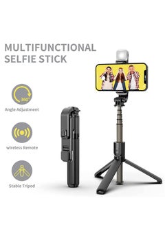 Buy Bluetooth Wireless Selfie Stick With Extendable Mini Tripod Black in UAE