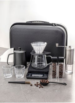 اشتري V60 Drip Coffee Set,12-Piece Hand Brewing Coffee Maker Set,Pour Over Coffee Machine Accessories Kit All In 1 Portable Travel Bag，43cm*29cm*16cm في الامارات