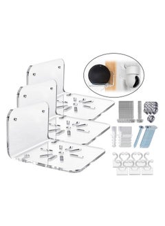 Buy 3-piece Acrylic Wall Mount Floating Shelves Set for Security Cameras, Baby Monitors, Speakers - Universal Small Wall Shelf with 6-piece Cable Clips and 10-Piece Strong Tapes, No Drill (Clear) in Saudi Arabia