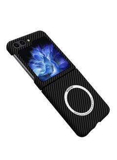 Buy Case For Samsung Galaxy Z Flip 5 Case Compatible With Mag Safe Charger, Carbon Fiber Pattern Slim Shockproof Anti Drop Case. No Front Screen Protector in Saudi Arabia