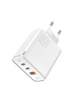 Buy Brave 65W 3-Port GaN Fast Charger Dual PD and USB Port including Type C to Lightning Cable EU Plug in UAE