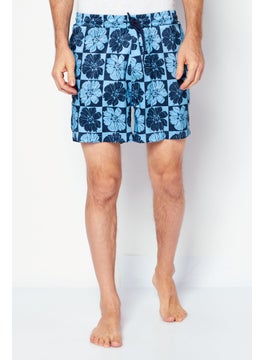 اشتري Men Floral Pattern Swimwear Board Shorts, Blue في الامارات