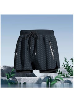 اشتري Fashionable Men's Double-Layer Quick Drying Beach Swimming Shorts في الامارات