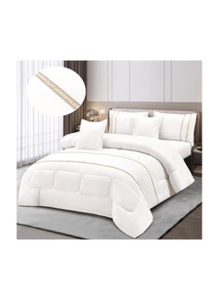 Buy 6 Piece Royal Comforter Set King Size With Two Comfortable Strip Hotel Pillow in Saudi Arabia