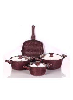 Buy Top Chef 7-Piece Granite Cookware Set (Pot18/20/24/Grill28) Burgundy in Egypt