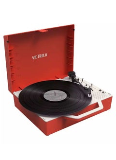 اشتري Victrola Re-Spin Sustainable Suitcase Record Player with Built in Bluetooth Speakers 3 Speed Belt Driven Turntable Built-in Bass Radiator 3.5mm Headphone Jack Poinsettia Red في الامارات