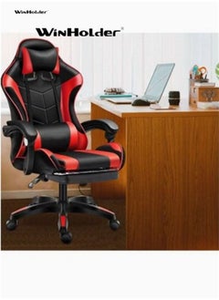 اشتري Winholder,Ergonomic Gaming Chair Swivel Leather Computer Office Chair ，Strong,With Armrest ， Foot Rest Video Game Chair 145° Gaming Recliner Rocker Lumbar Pillow for Home Office Gaming Room Black and في السعودية