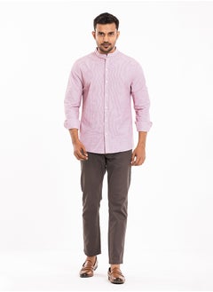 اشتري COTTON CHECK SHIRT CASUAL LONG SLEEVE BAND COLLAR SHIRT في الامارات