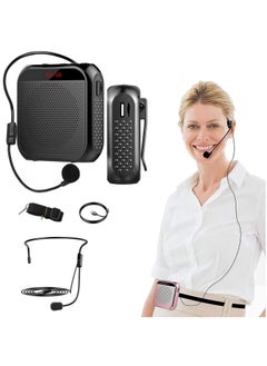 Buy Voice Amplifier with Wired Microphone Headset, Portable Rechargeable PA System Speaker Personal Microphone Speech Amplifier, Loudspeaker for Teachers, Tour Guides/Coaches Metting/Yoga/Fitness (Black) in Saudi Arabia