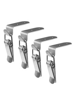 اشتري 90 Degree Buckle Hook Lock Bolt, Stainless Steel Safety Angle Locking Latch, Right Angle Door Hasp Latch, Hasp Latch Lock Bolt for Doors and Windows (Set of 4, Without Lock) في الامارات