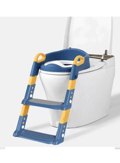 Buy Potty Training Seat with Ladder, Foldable Potty Training Toilet for Toddlers - Comfortable Safety Potty with Non-Slip Pad Ladder (Blue) in Saudi Arabia