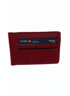 Buy A modern bi-fold leather wallet for women and men, dark RED in Saudi Arabia