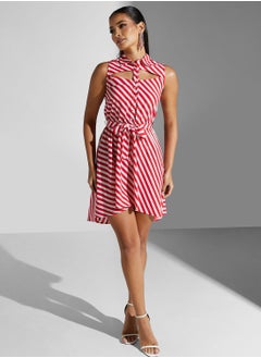 Buy Collared Neck Printed Dress in UAE