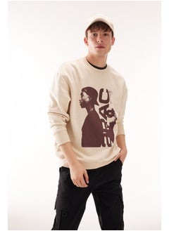 Buy Man Boxy Fit Crew Neck Long Sleeve Tupac Shakur Boxy Sweatshirt in Egypt