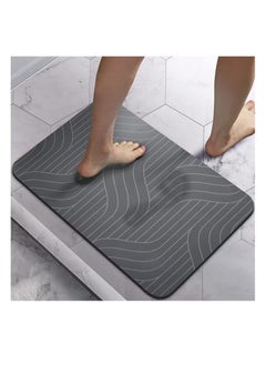 Buy Diatom Bath Mat, Anti-Slip Bathroom Floor Mats and Quick Dry Bath Rug, Super Absorbent Bathtub Mat with Non-Slip, Thickened,Soft, Easier Clean Carpet (40 x 60 cm, Grey Rectangle) in UAE