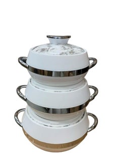 Buy Food Pontainers, 3 Pieces, White/Silver in Saudi Arabia