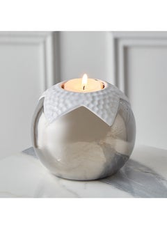 Buy Castil Nickel and Ceramic Round Candle Holder 11 x 9 x 11 cm in Saudi Arabia