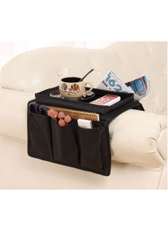 Buy SYOSI Sofa TV Remote Control Handset Holder Organiser Caddy, Couch Armrest Organizer with 6 Pockets, Hanging Storage Bag for Chairs Sofas Armchairs Desk (Black) in UAE