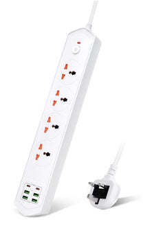 Buy Power Strip Surge Protector with USB Type C Extension Cord Flat Plug with Widely 4 AC Outlet and 4 USB 2 Type C Small Desktop Station Compact Socket for Travel Home and Office in UAE