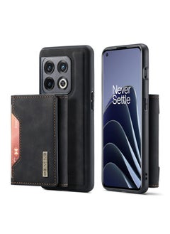 Buy Wallet Case for OnePlus 10 Pro, DG.MING Premium Leather Phone Case Back Cover Magnetic Detachable with Trifold Wallet Card Holder Pocket (Black) in UAE