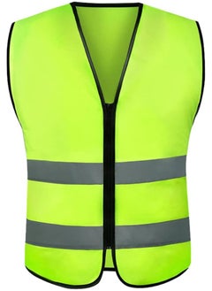 Buy Reflective Safety Vest Bright Neon Color with 2 Inch Reflective Strips - Zipper Front (green) in UAE