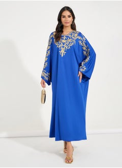 Buy Embroidered Kimono Sleeves Maxi Kaftan in Saudi Arabia